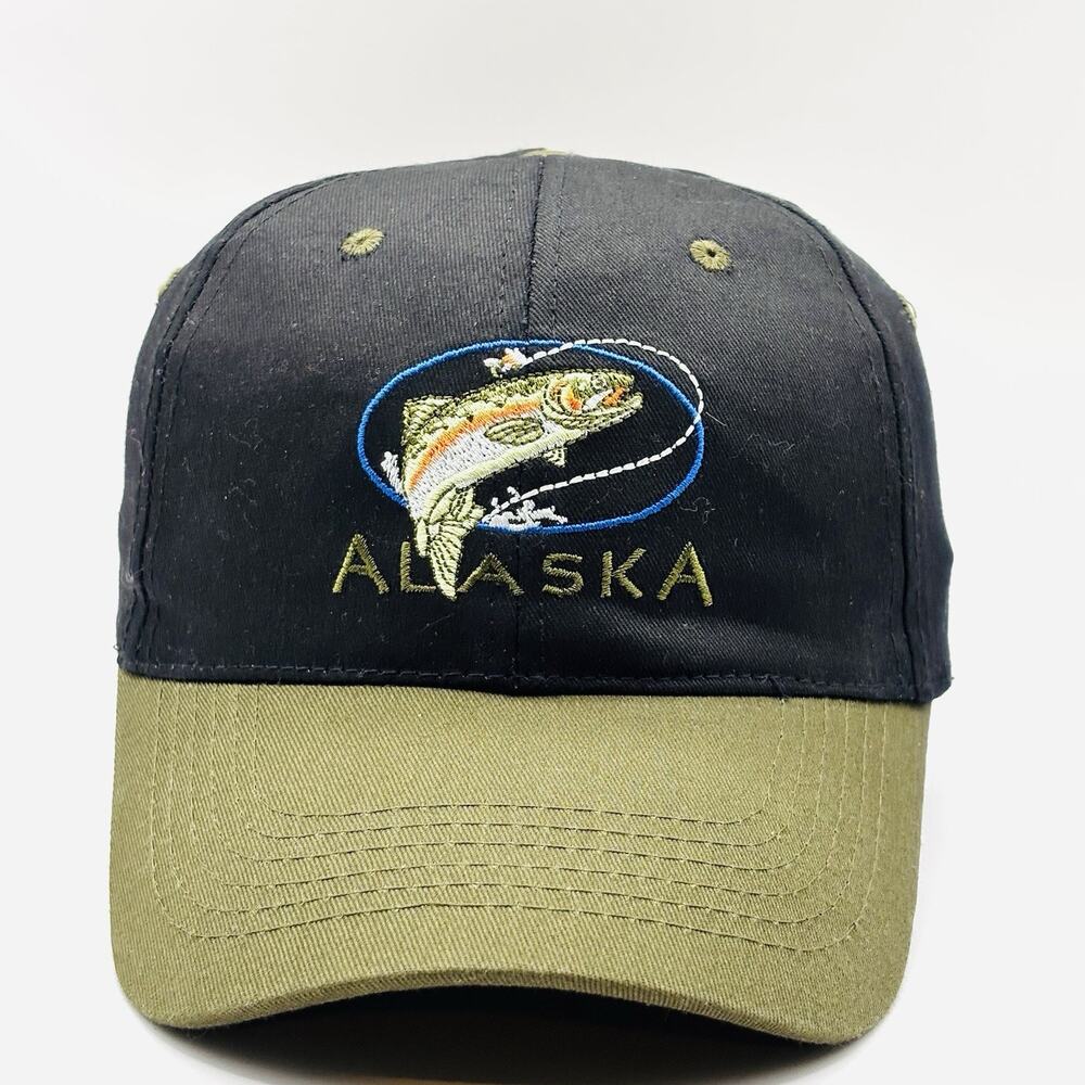 Alaska Fishing Hat Cap SnapBack One Size Rainbow Trout Fly Fishing Salmon Run
